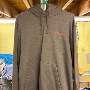 Columbia Men's Dark Brown Hoodie with Orange Accents